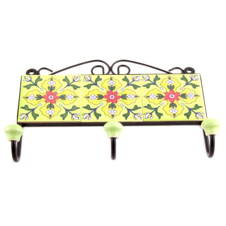 Yellow And Red Tiny Flower Tiles Hooks